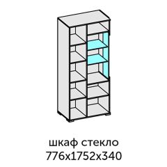 Аллегро-10 Шкаф 2дв. (со стеклом) (дуб крафт золотой-камень темный) в Менделеевске - mendeleevsk.mebel24.online | фото 2