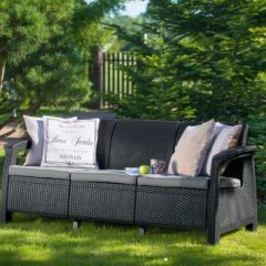 Диван пластиковый Корфу Макс (Corfu love seat max) графит в Менделеевске - mendeleevsk.mebel24.online | фото 2