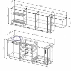 Кухонный гарнитур Антрацит 2550 (Стол. 26мм) в Менделеевске - mendeleevsk.mebel24.online | фото 2