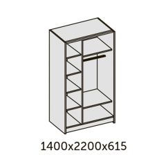 ИННЭС-5 Шкаф-купе 2-х дв. 1400 (2 дв. Ф3 - венге вст. экокожа коричневый) в Менделеевске - mendeleevsk.mebel24.online | фото 2