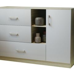 Комод К-3.1 (Дуб сонома/Белый жемчуг) в Менделеевске - mendeleevsk.mebel24.online | фото
