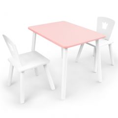 Комплект детской мебели стол и два стула Корона  (Розовый/Белый/Белый) в Менделеевске - mendeleevsk.mebel24.online | фото