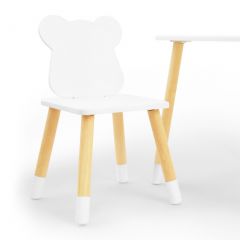 Комплект детской мебели стол и два стула Мишутка (Белый/Белый/Береза) в Менделеевске - mendeleevsk.mebel24.online | фото