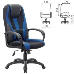 Кресло компьютерное BRABIX PREMIUM "Rapid GM-102" (экокожа/ткань, черное/синее) 532106 в Менделеевске - mendeleevsk.mebel24.online | фото 2