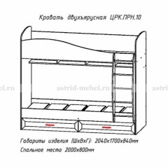 Кровать 2-х ярусная Принцесса (800*2000) ЦРК.ПРН.10 настил ЛДСП в Менделеевске - mendeleevsk.mebel24.online | фото 2