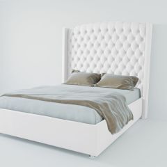 Кровать Берлин ЛЮКС с ПМ 1200 (экокожа белая) в Менделеевске - mendeleevsk.mebel24.online | фото 2