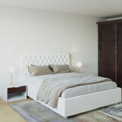 Кровать Берлин с ПМ 1600 (экокожа белая) в Менделеевске - mendeleevsk.mebel24.online | фото 2