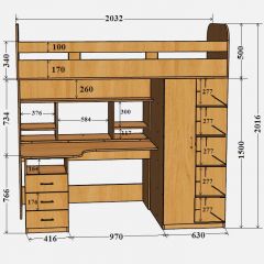 Кровать-чердак Аракс в Менделеевске - mendeleevsk.mebel24.online | фото 4