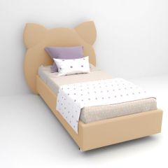 Кровать Котя с ортопедическим основанием 800 (экокожа бежевый) в Менделеевске - mendeleevsk.mebel24.online | фото