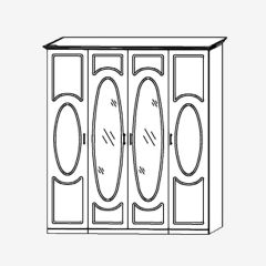 Прованс-2 Шкаф 4-х дверный с 2 зеркалами (Итальянский орех/Груша с платиной черной) в Менделеевске - mendeleevsk.mebel24.online | фото