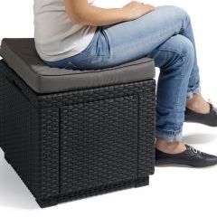 Пуфик Куб с подушкой (Cube with cushion) коричневый - серо-бежевый* в Менделеевске - mendeleevsk.mebel24.online | фото 2