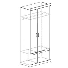 Шкаф для платья и белья 2-дв № 318 Ронда в Менделеевске - mendeleevsk.mebel24.online | фото 2