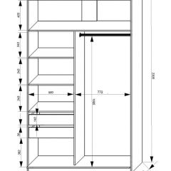 Шкаф-купе 1400 серии SOFT D1+D3+B2+PL1 (2 ящика+1штанга) профиль «Графит» в Менделеевске - mendeleevsk.mebel24.online | фото 3