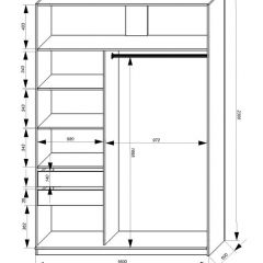 Шкаф-купе 1600 серии SOFT D1+D3+B2+PL1 (2 ящика+1штанга) профиль «Графит» в Менделеевске - mendeleevsk.mebel24.online | фото 4