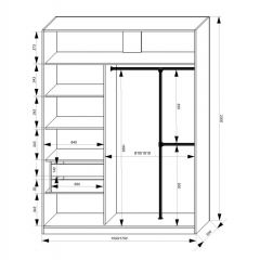 Шкаф-купе 1700 серии NEW CLASSIC K4+K4+B2+PL4 (2 ящика+F обр. штанга) профиль «Капучино» в Менделеевске - mendeleevsk.mebel24.online | фото 3