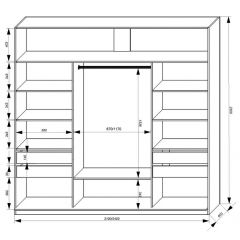 Шкаф-купе 2100 серии SOFT D2+D7+D3+B22+PL2 (по 2 ящика лев/прав+1штанга+1полка) профиль «Графит» в Менделеевске - mendeleevsk.mebel24.online | фото 3