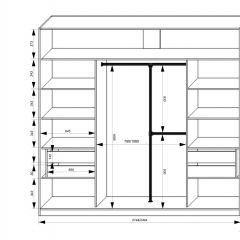 Шкаф-купе 2150 серии NEW CLASSIC K4+K4+K4+B22+PL4(по 2 ящика лев/прав+F обр.штанга) профиль «Капучино» в Менделеевске - mendeleevsk.mebel24.online | фото 3