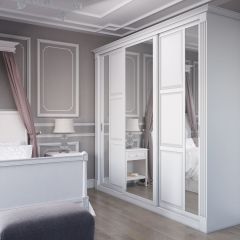 Шкаф-купе 2150 серии NEW CLASSIC K6Z+K1+K6+B22+PL2(по 2 ящика лев/прав+1 штанга+1 полка) профиль «Капучино» в Менделеевске - mendeleevsk.mebel24.online | фото