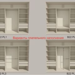 Шкаф-купе 2400 серии SOFT D5+D5+D5+B22+PL4 (по 2 ящика лев/прав+2штанги) профиль «Графит» в Менделеевске - mendeleevsk.mebel24.online | фото 4