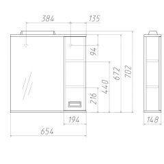 Шкаф-зеркало Cube 65 Эл. ПРАВЫЙ Домино (DC5007HZ) в Менделеевске - mendeleevsk.mebel24.online | фото 2