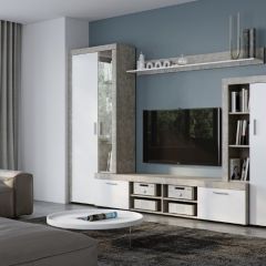 Стенка SKYE (Beton Jasny Atelier/белый) в Менделеевске - mendeleevsk.mebel24.online | фото