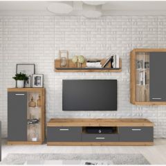 Стенка TESS (дуб вотан/серый графит) в Менделеевске - mendeleevsk.mebel24.online | фото
