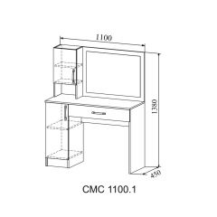 СОФИ Стол макияжный СМС 1100.1 с зеркалом (дуб сонома/белый) в Менделеевске - mendeleevsk.mebel24.online | фото 2