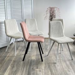 Стул ELVIS WZ2042-18 белая галька фактурный велюр / белый каркас М-City в Менделеевске - mendeleevsk.mebel24.online | фото 2