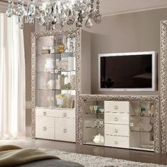 Витрина 1-ств. для посуды Тиффани Premium слоновая кость/серебро (ТФВ3-1С(П) в Менделеевске - mendeleevsk.mebel24.online | фото