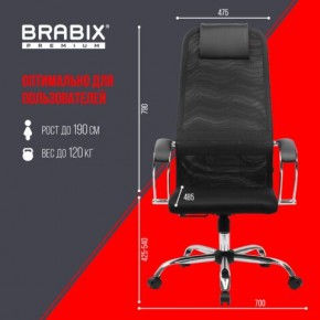 Кресло BRABIX PREMIUM "Ultimate EX-800" хром, плотная двойная сетка Х2, черное, 532911 в Менделеевске - mendeleevsk.mebel24.online | фото 6