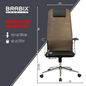 Кресло BRABIX PREMIUM "Ultimate EX-801" хром, плотная двойная сетка Х2, черное/коричневое, 532920 в Менделеевске - mendeleevsk.mebel24.online | фото 6