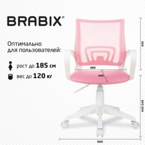 Кресло BRABIX "Fly MG-396W", с подлокотниками, пластик белый, сетка, розовое, 533008 в Менделеевске - mendeleevsk.mebel24.online | фото 5