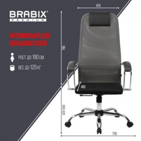 Кресло офисное BRABIX PREMIUM "Ultimate EX-800" хром, плотная двойная сетка Х2, черное/серое, 532912 в Менделеевске - mendeleevsk.mebel24.online | фото 3