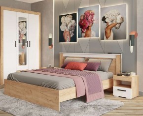 Кровать Адель 1.4 Настил из ДСП 2с дуб крафт золотой/белый в Менделеевске - mendeleevsk.mebel24.online | фото 2