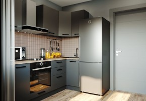 Кухня угловая Антрацит 2200х1000 (Стол. 38мм) в Менделеевске - mendeleevsk.mebel24.online | фото 1