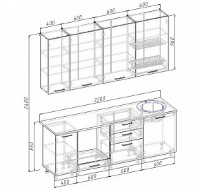 Кухонный гарнитур Антрацит 2200 (Стол. 38мм) в Менделеевске - mendeleevsk.mebel24.online | фото 3