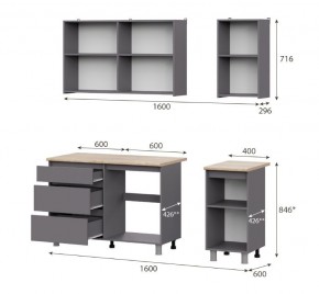 Кухонный гарнитур ДЕНВЕР (1600) Графит серый/Дуб Сонома в Менделеевске - mendeleevsk.mebel24.online | фото 2