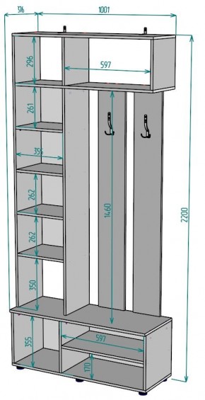 Прихожая с зеркалом V25_M в Менделеевске - mendeleevsk.mebel24.online | фото 2