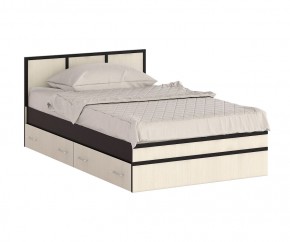 Сакура Кровать с ящиками 1200, цвет венге/дуб лоредо, ШхГхВ 123,5х203,5х80 см., сп.м. 1200х2000 мм., без матраса, основание есть, универсальная сборка в Менделеевске - mendeleevsk.mebel24.online | фото 4