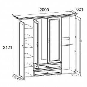 Шкаф 4D2S Z, TIFFANY, цвет вудлайн кремовый в Менделеевске - mendeleevsk.mebel24.online | фото 1