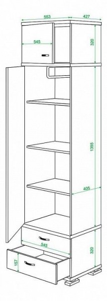Шкаф платяной Домино КС-10 в Менделеевске - mendeleevsk.mebel24.online | фото 3