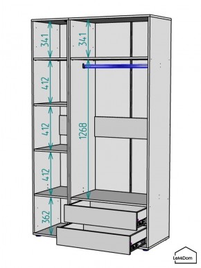 Шкаф Linnea MHR-3PO-2 2050х1200х510 (Белый-М 11.1.2) в Менделеевске - mendeleevsk.mebel24.online | фото 3