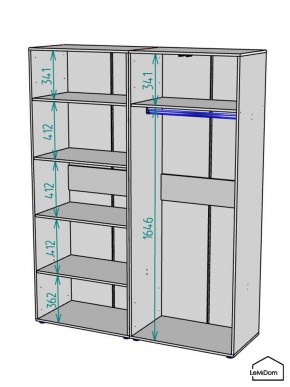 Шкаф Linnea MHR-4-1 2050х1600х510 (Графит-М 11.1.25) в Менделеевске - mendeleevsk.mebel24.online | фото 3