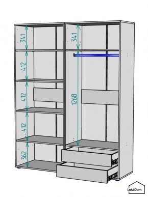 Шкаф Linnea MHR-4PO-2 2050х1600х510 (Белый-М 11.1.2) в Менделеевске - mendeleevsk.mebel24.online | фото 3