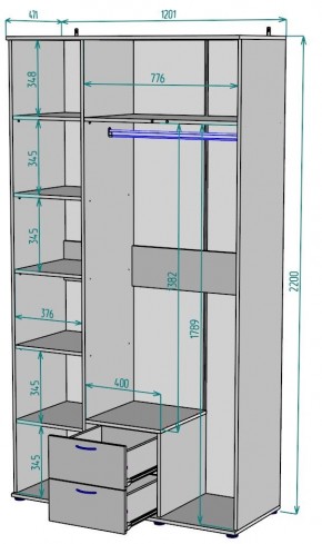 Шкаф Ольга H54 в Менделеевске - mendeleevsk.mebel24.online | фото 2