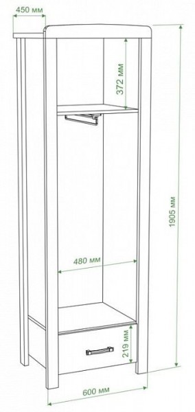 Шкаф платяной Бартоло Ш1Д в Менделеевске - mendeleevsk.mebel24.online | фото 2