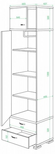 Шкаф платяной Домино КС-10 в Менделеевске - mendeleevsk.mebel24.online | фото 2