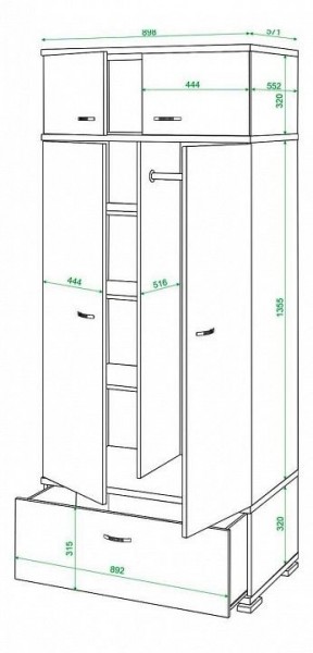 Шкаф платяной Домино КС-20 в Менделеевске - mendeleevsk.mebel24.online | фото 3