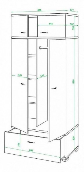 Шкаф платяной Домино КС-20 в Менделеевске - mendeleevsk.mebel24.online | фото 3