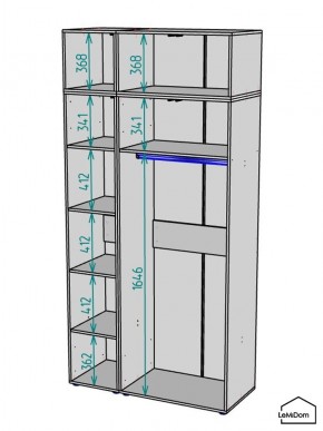 Шкаф с антресолью Linnea MHR-3A-1 2450х1200х510 (Графит-М 11.1.25) в Менделеевске - mendeleevsk.mebel24.online | фото 3
